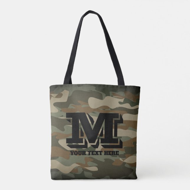 Green army camo military camouflage all over print tote bag (Back)