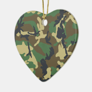 Green Army Camouflage Print Military Heart Ceramic Tree Decoration