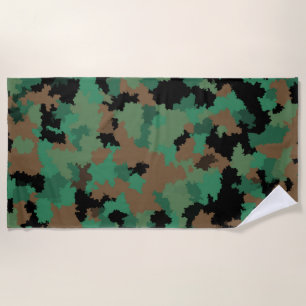 Green Army Jungle Camouflage Pattern Design Beach Towel