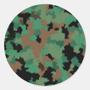 Green Army Jungle Camouflage Pattern Design  Classic Round Sticker