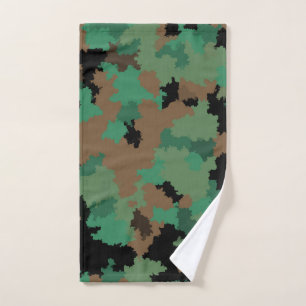 Green Army Jungle Camouflage Pattern Design Hand Towel