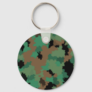 Green Army Jungle Camouflage Pattern Design Key Ring