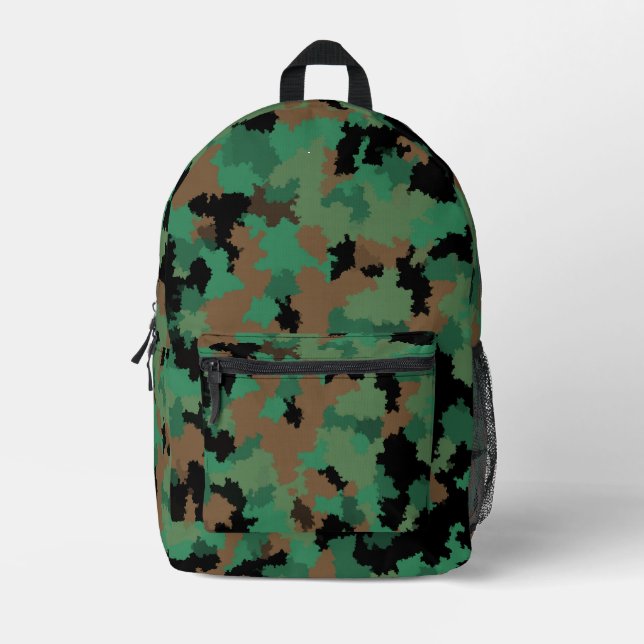 Green Army Jungle Camouflage Pattern Design  Printed Backpack (Front)