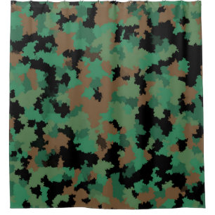 Green Army Jungle Camouflage Pattern Design Shower Curtain