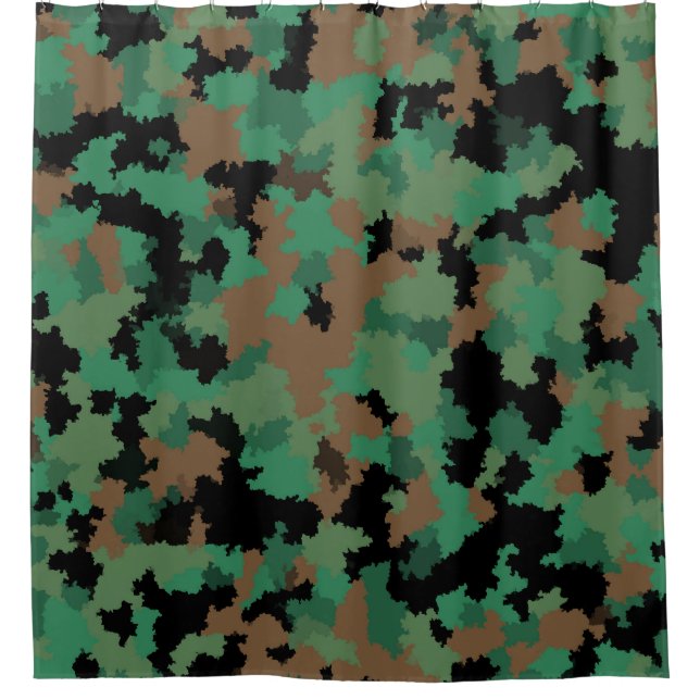 Green Army Jungle Camouflage Pattern Design  Shower Curtain (Front)