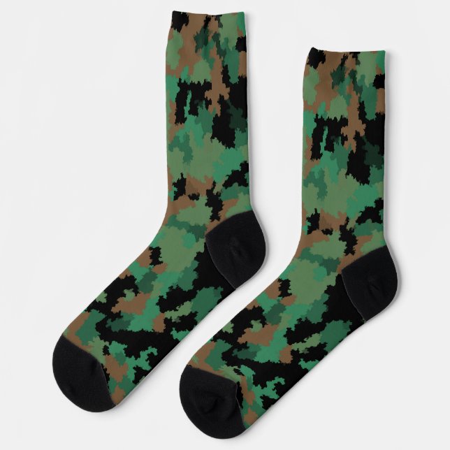 Green Army Jungle Camouflage Pattern Design  Socks (Left)