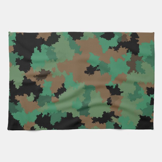 Green Army Jungle Camouflage Pattern Design  Tea Towel (Horizontal)