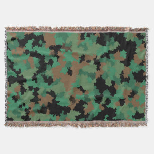 Green Army Jungle Camouflage Pattern Design Throw Blanket