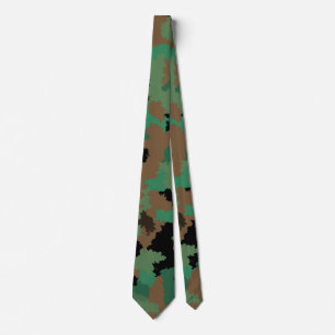 Green Army Jungle Camouflage Pattern Design Tie
