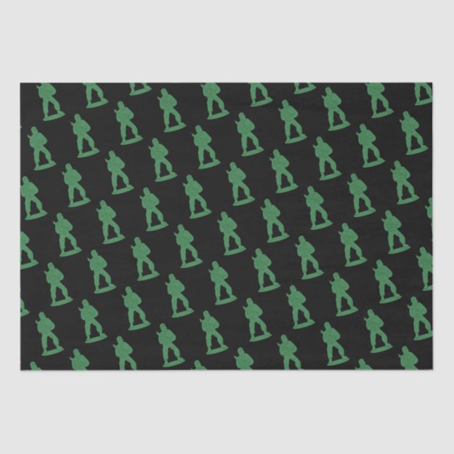 Green Army Men on Black Pattern   Tissue Paper (Front)
