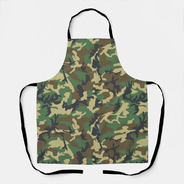 Green Army Navy Camouflage Pattern Camping Apron (Front)