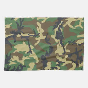 Green Army Navy Camouflage Pattern Camping Tea Towel