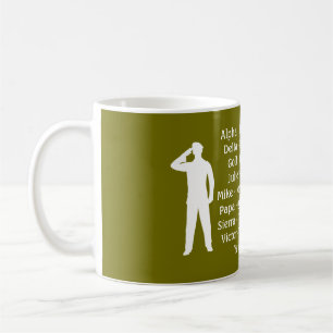 Green Army Recruit Military Phonetic Alphabet Coffee Mug