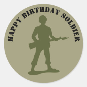 Green Army Soldiers Add Your Text Classic Round Sticker