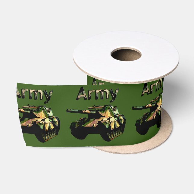 Green Army Tank, Satin Ribbon (Spool)