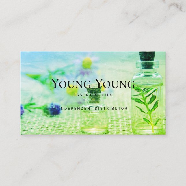Green Aromatherapy Health Essential Oils Business Card (Front)