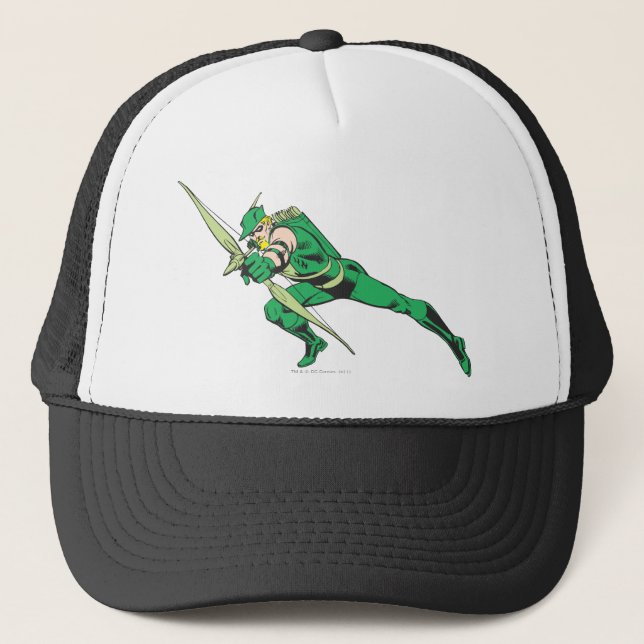 Green Arrow Crouches Trucker Hat (Front)