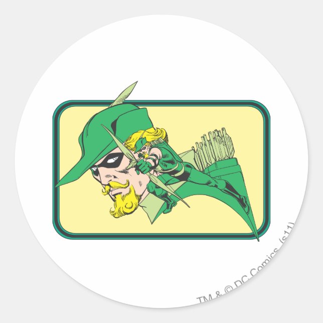 Green Arrow Head Shot Classic Round Sticker (Front)