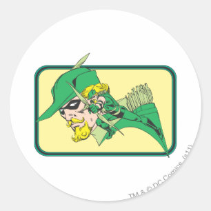 Green Arrow Head Shot Classic Round Sticker