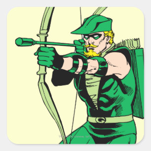 Green Arrow Shooting Arrow Square Sticker