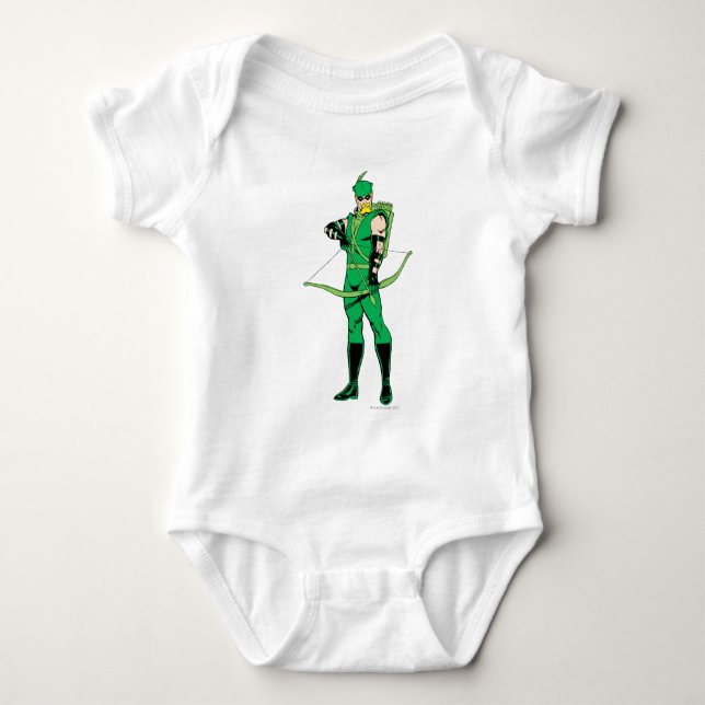 Green Arrow Standing with Bow Baby Bodysuit (Front)