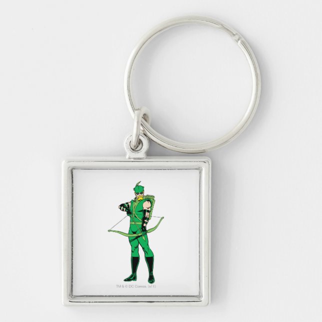 Green Arrow Standing with Bow Key Ring (Front)