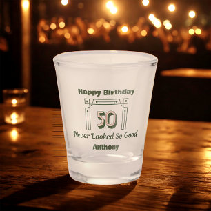 Green Art Deco 50th Birthday Shot Glass