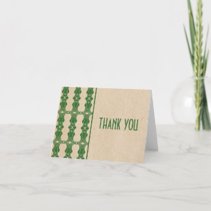 Green Art Deco Border Thank You Card