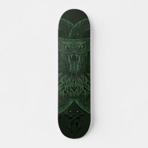 Green Art Deco Cobra Ornamental Symmetrical Snak Skateboard