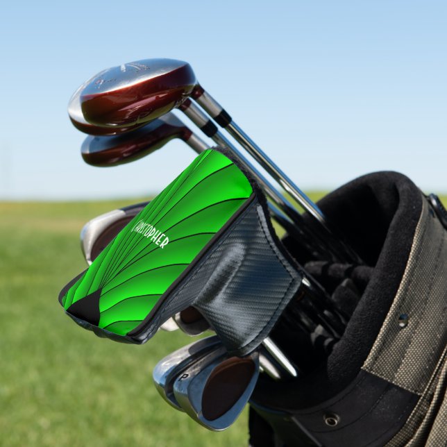 Green Art Deco Design Golf Head Cover (In Situ)
