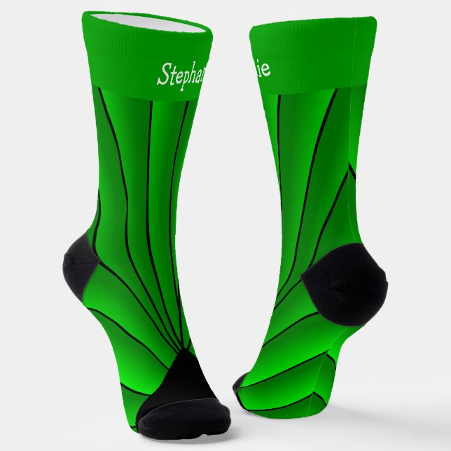 Green Art Deco Design Socks (Angled)