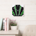 Green Art Deco Design Square Wall Clock<br><div class="desc">Wall clock art deco design that you can customise with any text of your choice. Should you require any help with customising then contact us through the link on this page. Art deco design wall clock.</div>