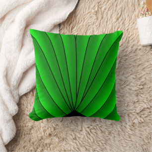 Green Art Deco Fan Design Cushion