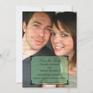 Green Art Deco Frame Save the Date Invite