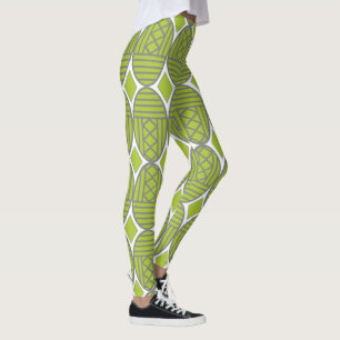 Green Art Deco Ovals Leggings