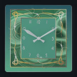 Green Art Deco Square Wall Clock<br><div class="desc">Great clock design. You will love it like others. Be free to use this design for other product you like or to customise and add your text. Follow me for more. Thank you. Have a nice day.</div>