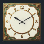 Green Art Deco Square Wall Clock<br><div class="desc">Great clock design. You will love it like others. Be free to use this design for other product you like or to customise and add your text. Follow me for more. Thank you. Have a nice day.</div>