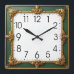 Green Art Deco Square Wall Clock<br><div class="desc">Great clock design. You will love it like others. Be free to use this design for other product you like or to customise and add your text. Follow me for more. Thank you. Have a nice day.</div>