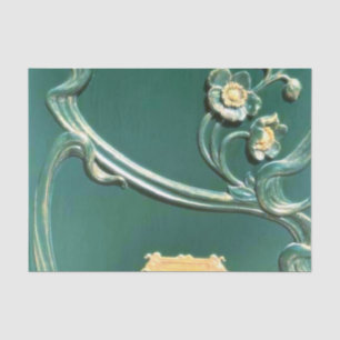 Green,art nouveau, belle epoque,wood work,vintage, tissue paper