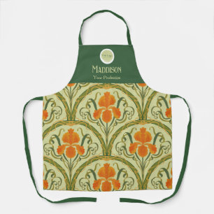 Green Art Nouveau Floral Employee Apron