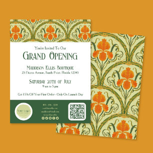 Green Art Nouveau Floral Grand Opening Flyer