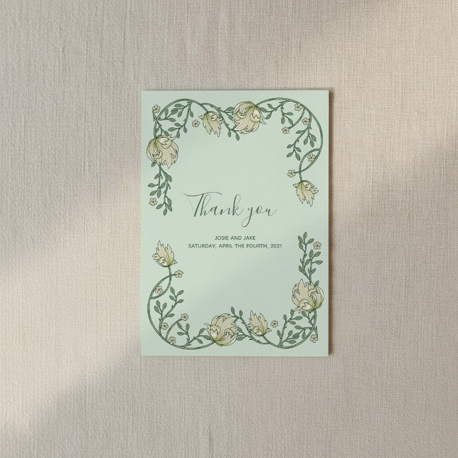 Green Art Nouveau pretty frame thank you (Green Art Nouveau pretty frame thank you)