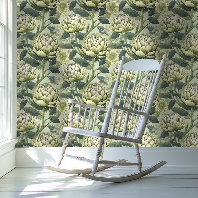 Green Artichoke Chinoiserie Style Wallpaper (Creator Uploaded)