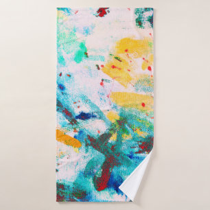 Green Artistic Canva. Purple Cool Illustration. Or Bath Towel