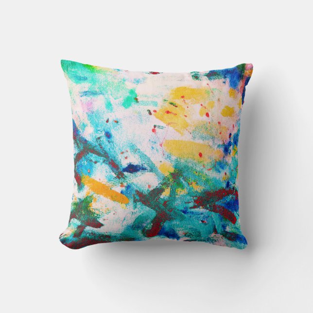 Green Artistic Canva. Purple Cool Illustration. Or Cushion (Front)