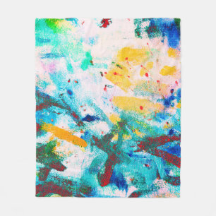 Green Artistic Canva. Purple Cool Illustration. Or Fleece Blanket