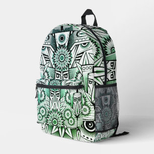  Green Artistic Tribal Design Printed Backpack