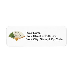 Green Asian Fan Address Label