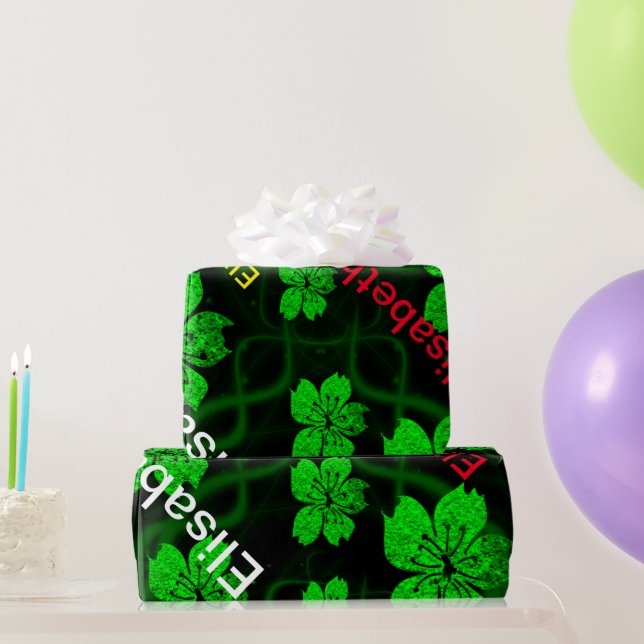 green asian flower wrapping paper (Party Gifts)