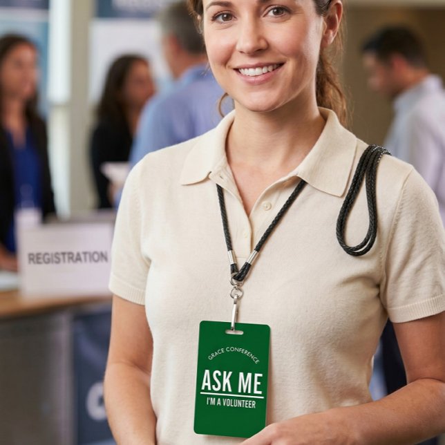 Green Ask me I'm a volunteer id badge (Creator Uploaded)